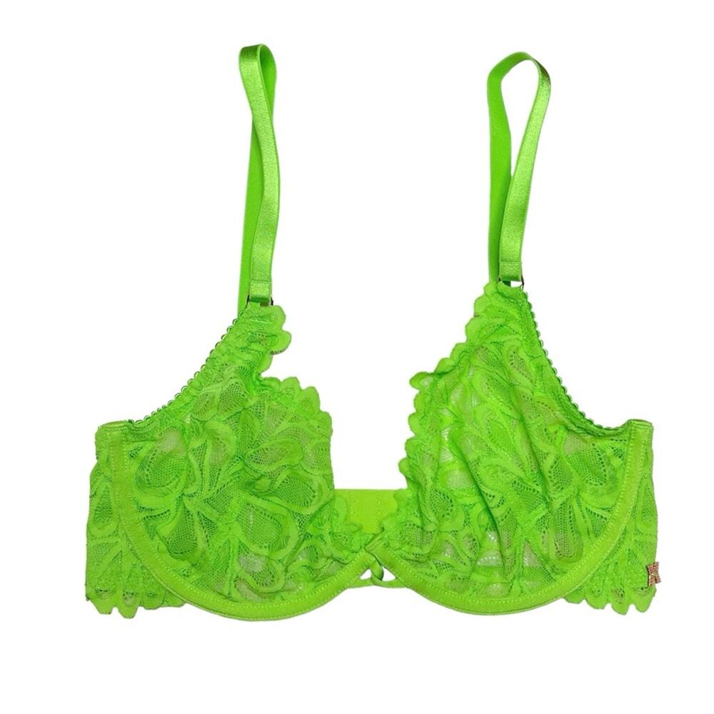 Savage X Fenty Savage Not Sorry Ultra Demi Unlined Lace Bra Kelly Green 32DD